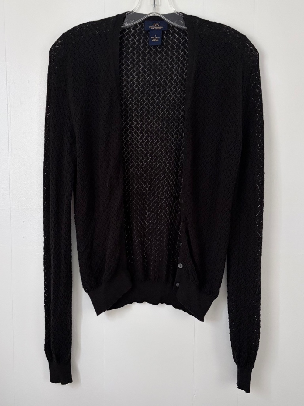 Black Pointelle Pima Cotton BROOKS BROTHERS 346 Cardigan Sweater